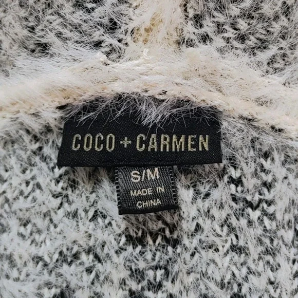 Coco + Carmen Fuzzy Animal Print Long Cardigan Sweater Fall Winter Cozy S / M‎ - Picture 9 of 11